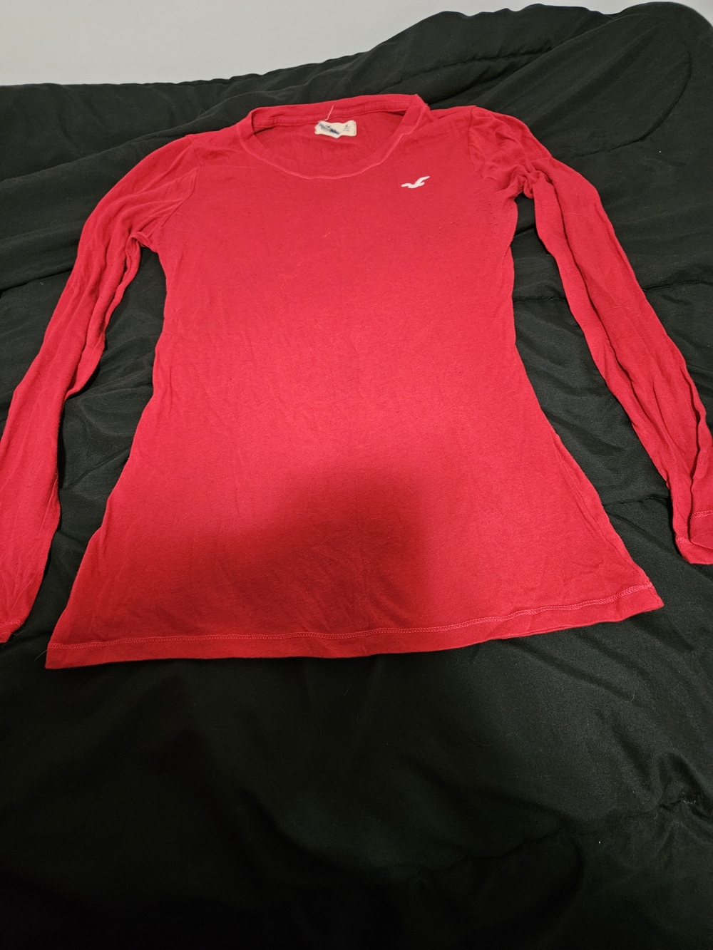 Hollister Red Long-Sleeve Crewneck Top